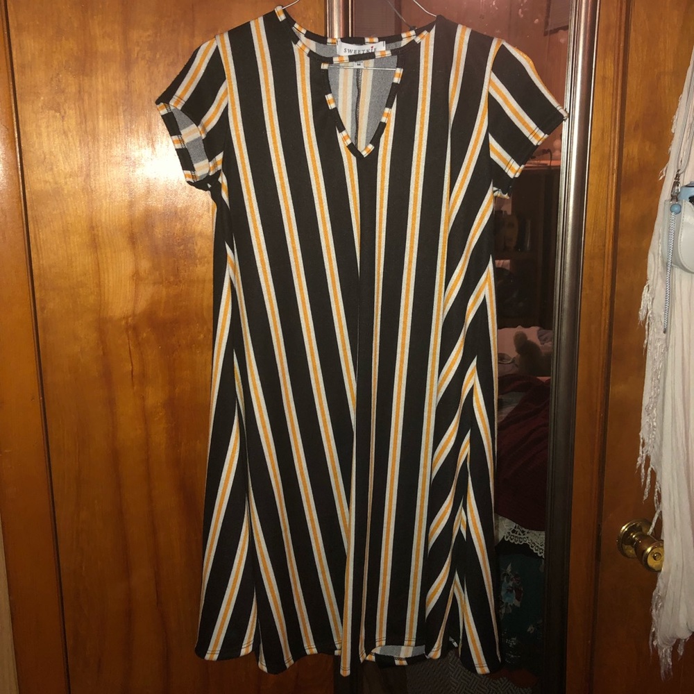 black & yellow cutout dress